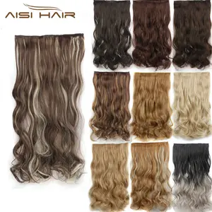 Long Wavy 5 Clips In Hair Extensions Half Full Head Heat Resistant Synthetic Hairpieces