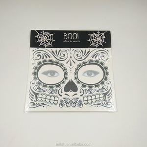 2017 décorations d'halloween crâne visage autocollant Écologique en gros Imperméable temporaire tatouages autocollant à vendre MFJ-0079 - Product Image 3