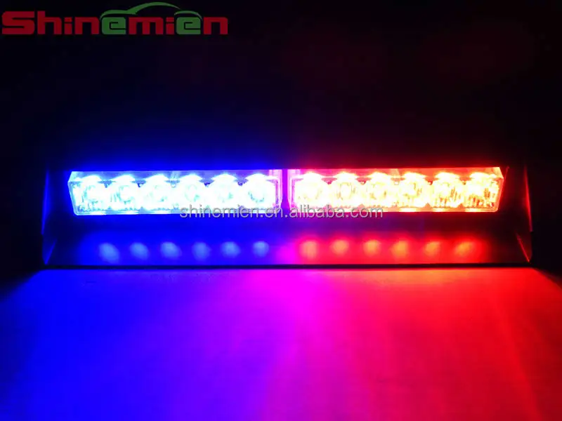 Excelente ultra-brilhante led luz estroboscópica, 12 led emergência veículo luz estroboscópica para pára-brisas painel-vermelho e azul