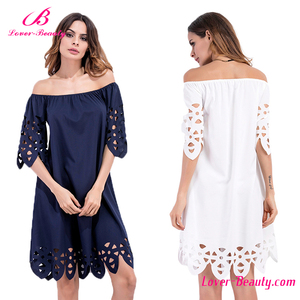 All'<span class=keywords><strong>ingrosso</strong></span> di modo blu scuro e <span class=keywords><strong>bianco</strong></span> allentato comodo vestito casuale - Product Image 1