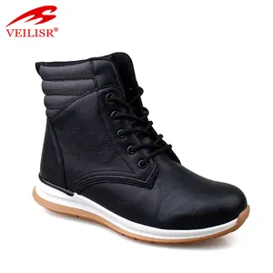 High quality Fashion faux leather warm men shoes waterproof hiking boots