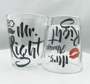 Logo personalizzato trasparente colorato <span class=keywords><strong>Mr</strong></span> and Mrs sempre destro bicchiere da liquore bicchiere da liquore - Product Image 2