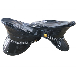 Cappello in Pelle Nera per Decorazioni Festa di Halloween, Cappello Ottagonale da Poliziotta per Cosplay Femminile - Product Image 6