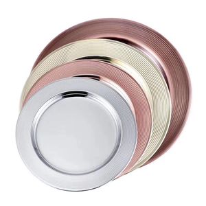 Plateau décoratif en acier inoxydable, <span class=keywords><strong>sous</strong></span>-plats en métal, <span class=keywords><strong>assiette</strong></span> de présentation de luxe Rose - Product Image 5