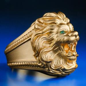 Anillo de León de Plata de Ley 925 y Oro de 22K, Talla 10, Marca KRKC&CO, Joyería Hip Hop, Venta al por Mayor, en Existencia - Product Image 4