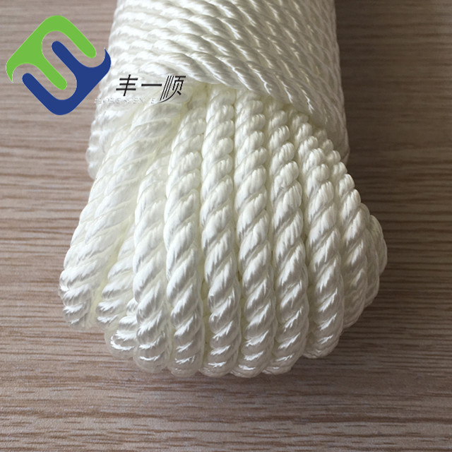 Twisted 3 Strand Nylon Rope Mildew Resistant 600ft Length For Marine
