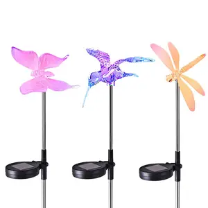 New Garden Solar Lights Outdoor XLTD-727 Decorative Solar Fiber Optic Butterfly Stake Lights with Color Changing/Warm White LED