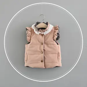 Hao, детская Корейская одежда, оптовая продажа, зимний однотонный хлопковый жилет с вырезом, детский жилет