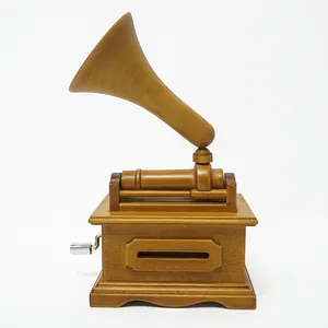 Old - fashioned grammophon mit hand-geschüttelt papier band hölzerne musik box8