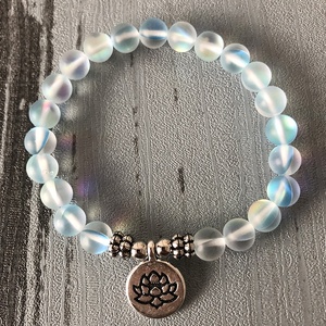 SN1535 Pulsera de Yoga con Cuentas de Piedra Lunar Azul, Joyería Mala, Cuentas de Oración, Curación, Meditación, Bobo, Om, Lotus, Unisex - Product Image 2
