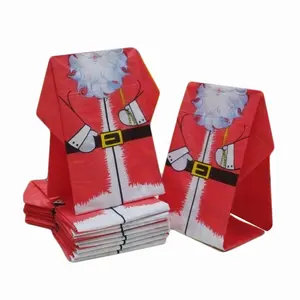 Servilletas de papel de Navidad plegadas de colores impresas en 3D con diseño navideño