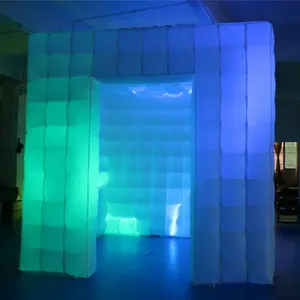 Nhà Máy Giá Hot Bán 3X3X3M Phổ Biến Trắng Inflatable Đảng Cube Tent Inflatable Sự Kiện Photo Booth Tent Với Ánh Sáng Led
