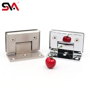 Bathroom Glass Hardware SVA-311 Easy Installation Single Side Brass Mirror Nickel Square Bevel Glass To Wall Shower Door Hinges