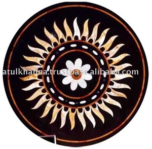 ท็อปโต๊ะกาแฟทรงกลมลายหินอ่อนสีดำสวยงาม - Product Image 1