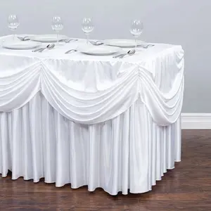 וילון שיפון מפת קפלים שולחן בד חצאית לבן