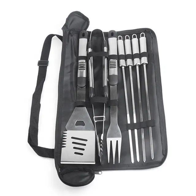 7pcs Stainless Steel Charcoal Barbecue Grill Accessories BBQ Tools Set with Carry Bag