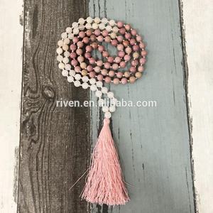 ST0454 Love rodocrosite quarzo rosa meditazione perline Mala nappa 108 <span class=keywords><strong>collana</strong></span> annodata a mano con perline - Product Image 4