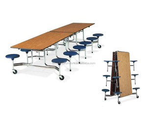 <span class=keywords><strong>Table</strong></span> de salle à manger de <span class=keywords><strong>cafétéria</strong></span> scolaire moderne pliable à 8 sièges en plastique HY-1015 - Product Image 2