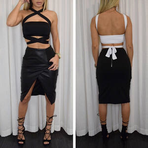 Estate delle donne Sexy Croce Cami Carro Armato Cut-Out Dalla Fasciatura del Halter Bustier Crop Top - Product Image 2