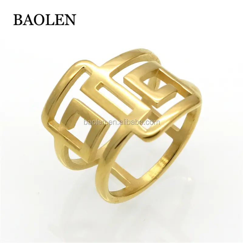 Vintage Engagement Ring Gold Color Fashion Jewelry Wholesale Trendy Geometric Great Wall G Shape Band Ring For Women