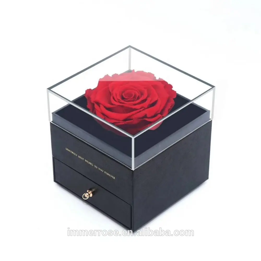 Big roses in acrylic Gift box with draw forever roses for Christmas