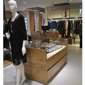 Elegante Holz schränke mit Glas möbeln Schubladen <span class=keywords><strong>LED</strong></span>-Beleuchtung für Laden vitrinen und Vitrinen - Product Image 3