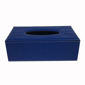 Boîte à mouchoirs en cuir PU avec doublure en mousse EVA bleu foncé pour bureau et hôtel - Product Image 1