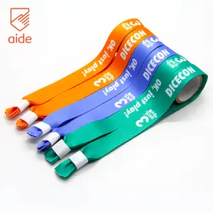 Aide Goede Kwaliteit Festival Concert Doek Stof Armband Event Polyester Tekst Elastische Pols Bands Voor Evenementen