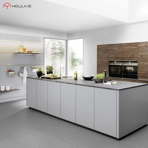 Joniery hiện đại màu xám sơn mài Modular tủ bếp với handleless Thiết kế thân thiện với môi bồn rửa bao gồm cho căn hộ sử dụng - Product Image 5