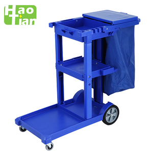 Chariot de nettoyage d'hôtel avec couvercle D-011-1B Chariots de nettoyage multifonctionnels Chariot de nettoyage Chariot à roulettes - Product Image 2