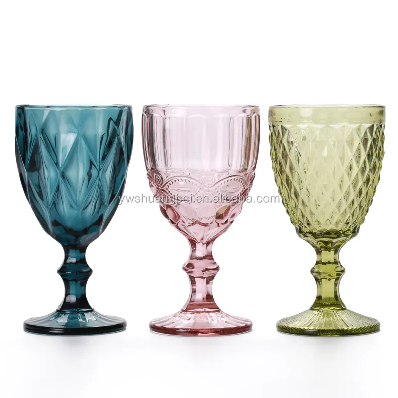 Mejor venta color hecha a mano elegante grabado copa de vino copa de vidrio