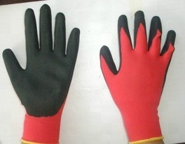 Gants de travail en <span class=keywords><strong>latex</strong></span> rouge et noir de calibre 13, gants de travail en <span class=keywords><strong>latex</strong></span> gaufré - Product Image 2