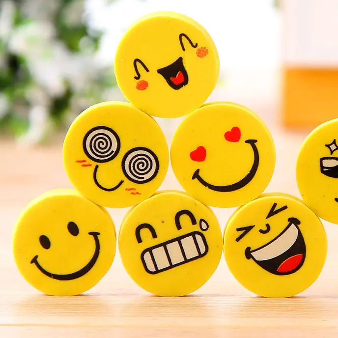 2018 Hot Selling Smiling Face Shaped Cool Rubber Pencil Eraser
