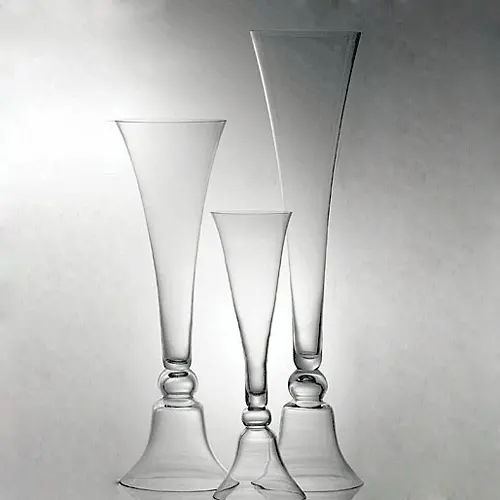 Grand vase en forme de trompette en verre transparent, vase de fleurs pour décoration de centre de table de mariage