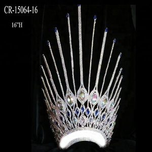 Rojo Azul Cristal Tiara Alto AB Rhinestone Pageant Corona - Product Image 4