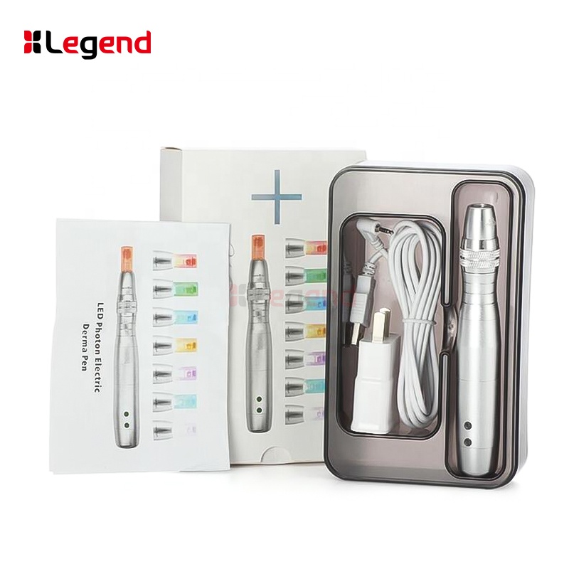 Перезаряжаемая Серебряная светодиодная фотоновая электрическая ручка Dermapen с 7 различными светодиодными цветами