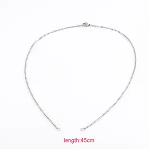 collar: 50cm Suppliers-Collar de acero inoxidable de 1,8mm de grosor, 45cm, 50cm, caja de Bolo, cadena para Charm