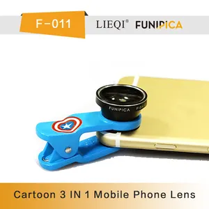 Funipica 011 Kit 3 em 1 lente grande angular Macro Scope lente olho de peixe para iPhone