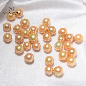 Perlas doradas Edison sueltas redondas cultivadas en agua dulce, 12-16mm A + - Product Image 4