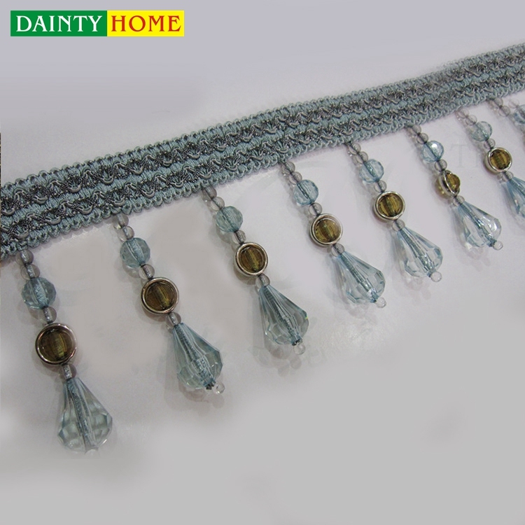 2017 Date Produit Rond Double Pendaison Balle Accueil Textile Petite Perle Gland Garniture Frange