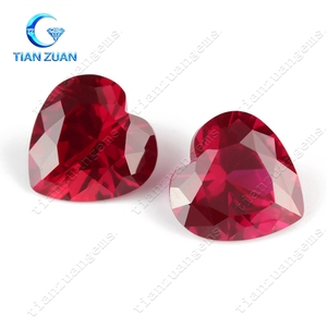 5 # red Heart shape Diamond cut Rubino Sintetico o Corindone pietra preziosa - Product Image 3