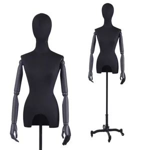 adjust arms full body fashion fabric dress form mannequin for display with wheels stand