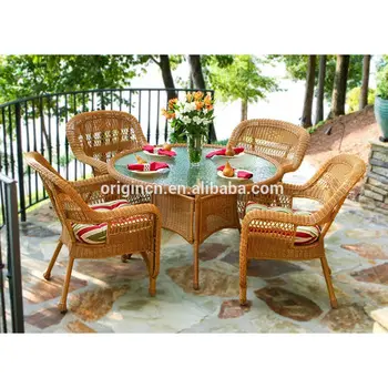 Vintage Europeand Stijl Restaurant Buiten Tuinmeubilair Eetzaal Ronde Rotan Antieke Tafelstoelen Set