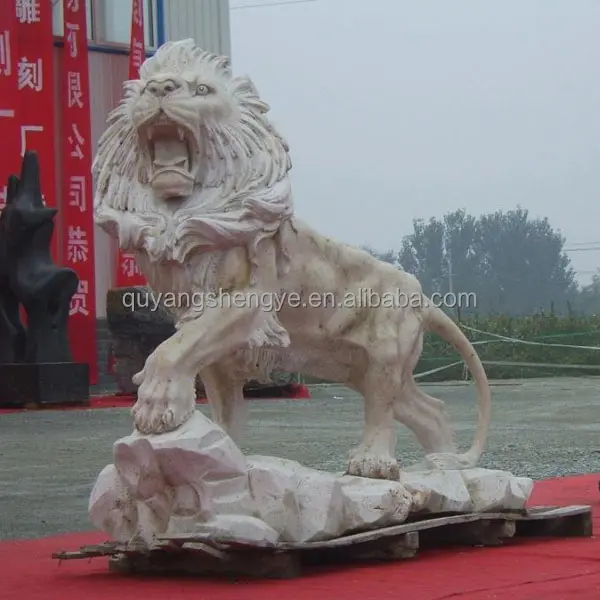 संगमरमर शेर मूर्ति मूर्तिकला, गरजना शेर गेट संगमरमर पशु मूर्तिकला