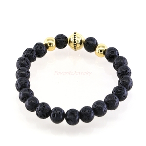 <span class=keywords><strong>Moda</strong></span> personalizada 18 K oro chapado micro Pace CZ Samurai casco pulsera, piedra natural hombres pulsera - Product Image 3