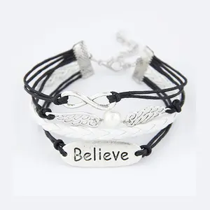 Hot Friendship Hand Multilayer Braided Bracelet, Custom Words, Believe, Wing 8 knot Bracelet