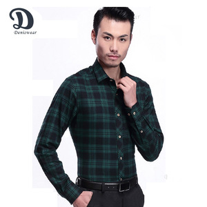 Haute qualité vert vérifier flanelle parisy coton chemises formelles - Product Image 1