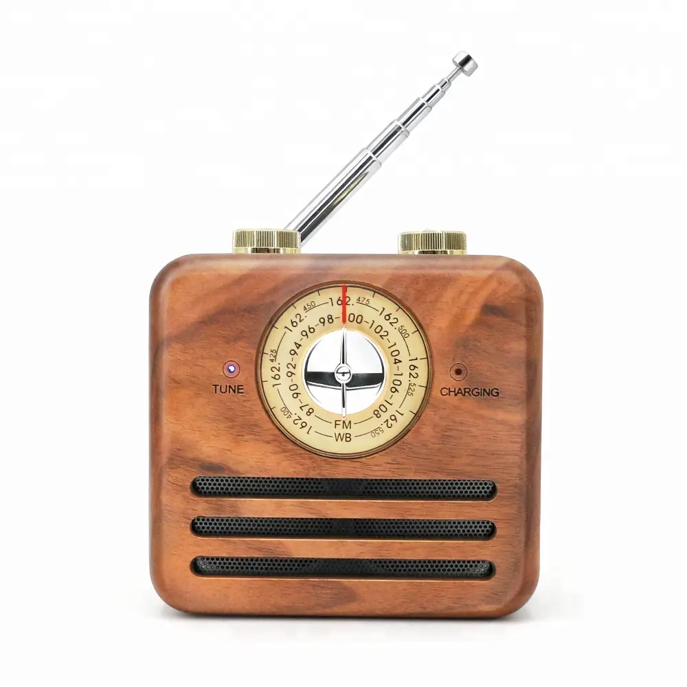 classic design portable pocket fm wooden retro radio with mp3 BT speaker