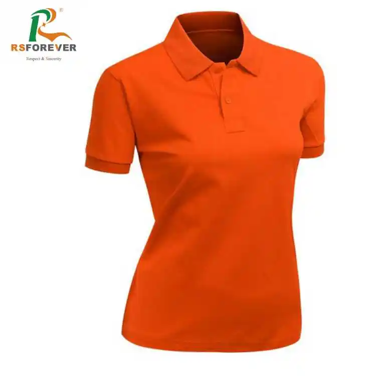 Fabriek Goedkope Custom Nieuwe Ontwerp Oranje Polyester Polo T-shirt Voor Vrouwen