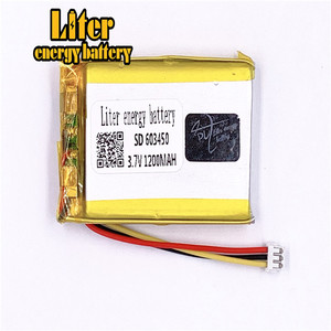 Plug 1,5-3 P 3,7 V 603450 rechargeable 1200 mah lipo battery solar Battery free li-ion battery Battery lithium polymer battery with PCM - Product Image 3